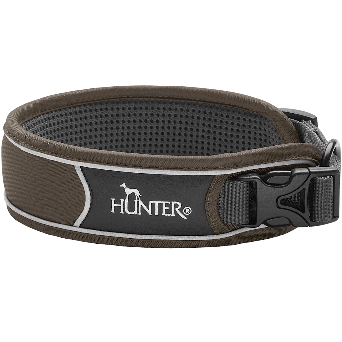 Hunter Divo Hundehalsbånd XL 55-65 Brun/Grå - justerbart hundehalsbånd (55-65 cm, B 5,5 cm